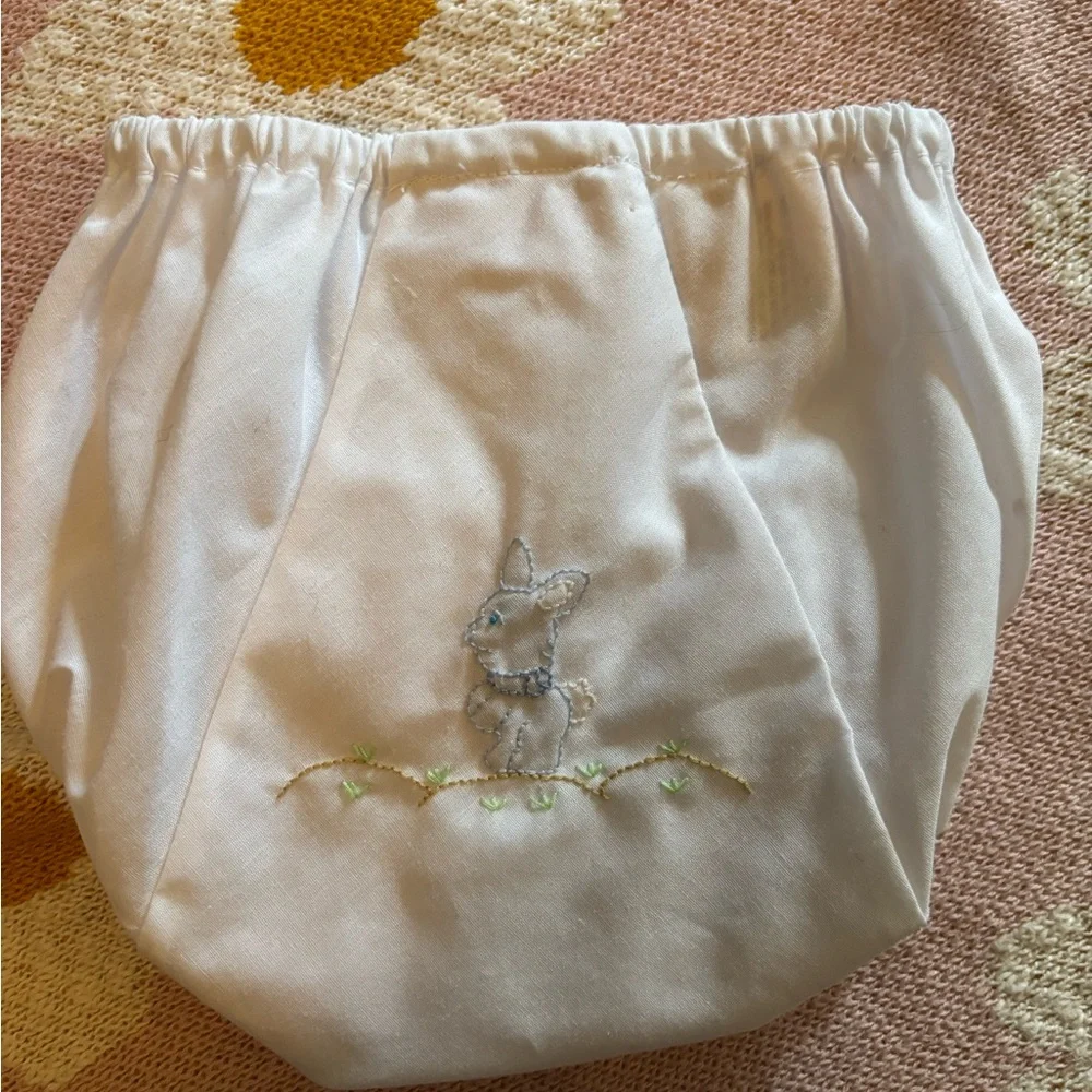 Embroidered Easter Diaper cover with cute blue bunny